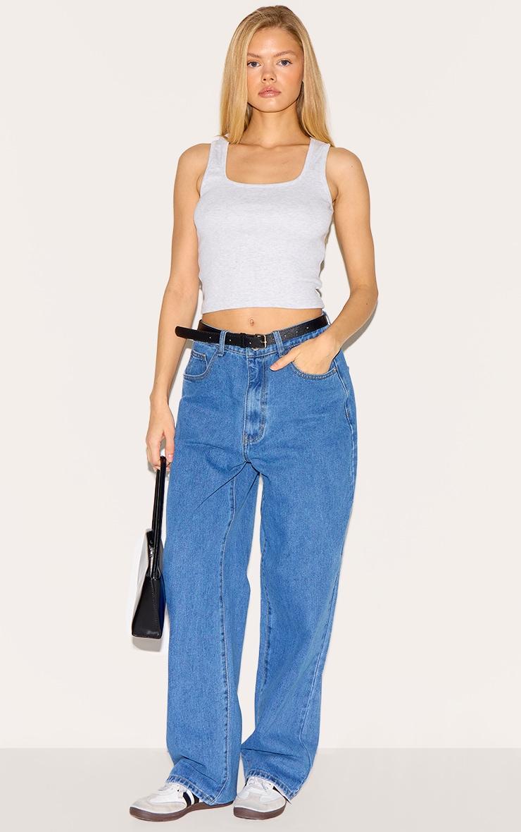 Grey Marl Rib Scoop Neck Vest Product Image