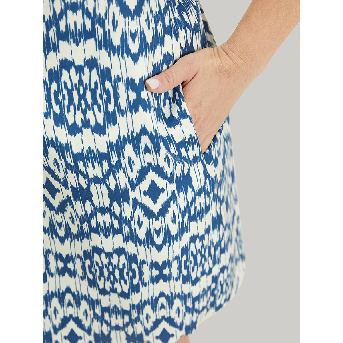 Plus Size Blue Bandana Print Pocket Overall Cami Jumpsuit Women Casual Sleeveless Spaghetti Strap Dailywear Loose Jumpsuits BloomChic 14-16/1X Product Image