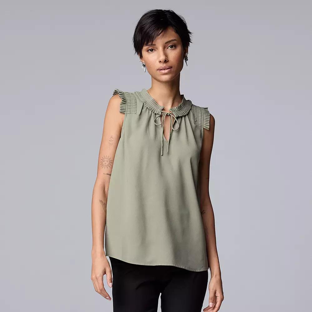 Women's Simply Vera Vera Wang Pleated Neck Top, Size: XXL, Erika Green Product Image