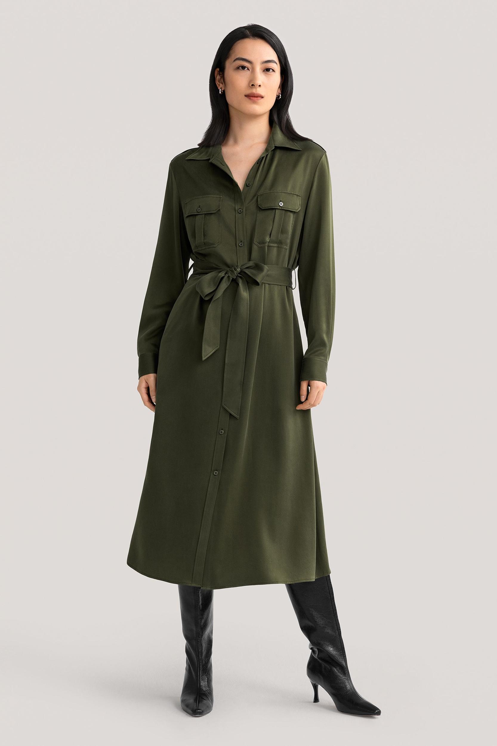 Sand-washed Pocket Trench Dress Product Image