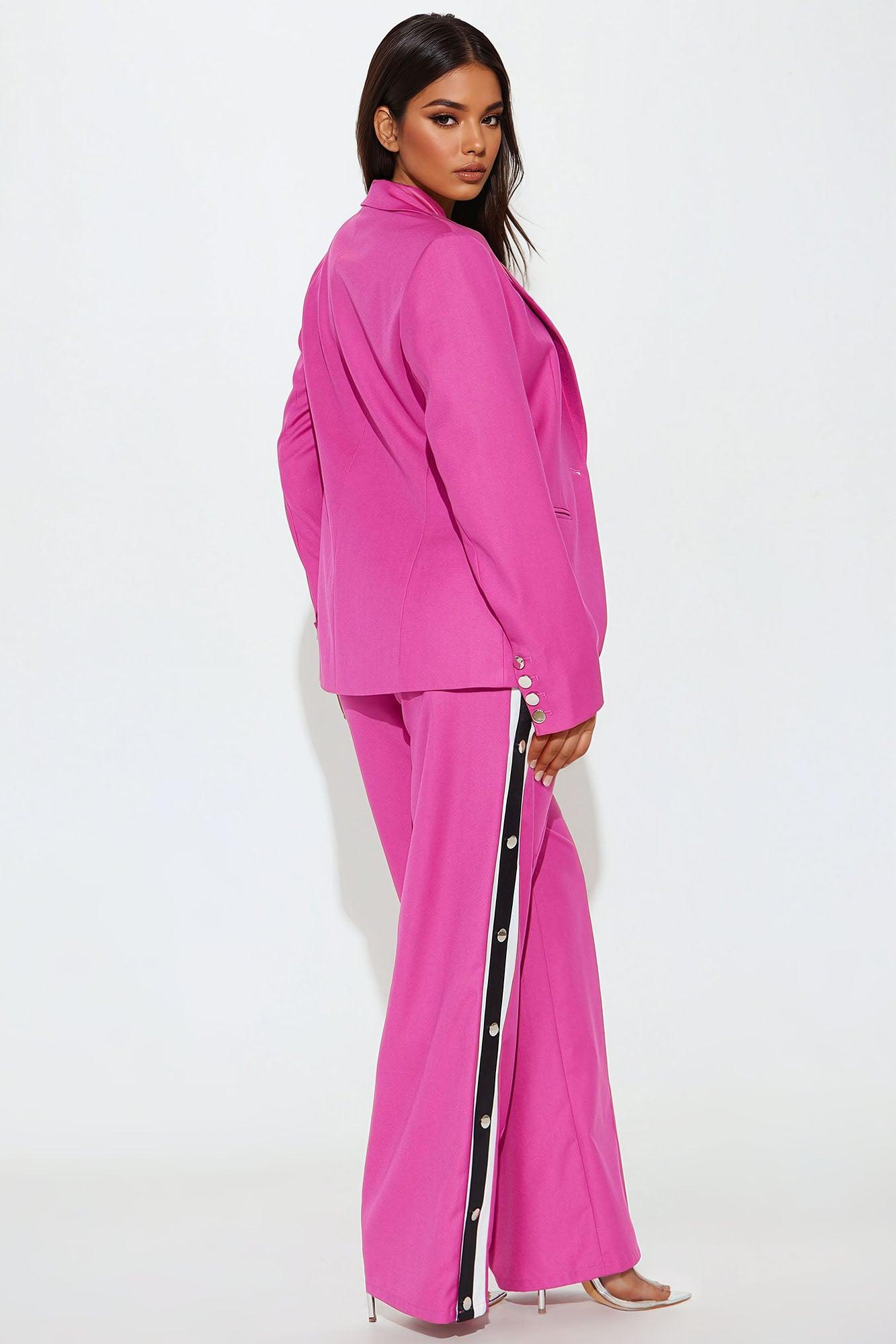 On A Deadline Blazer Pant Set - Pink Product Image