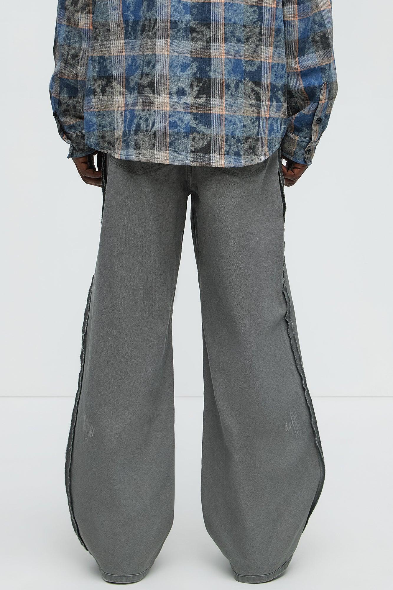 Inside Out Distressed Baggy Pants - Grey Product Image