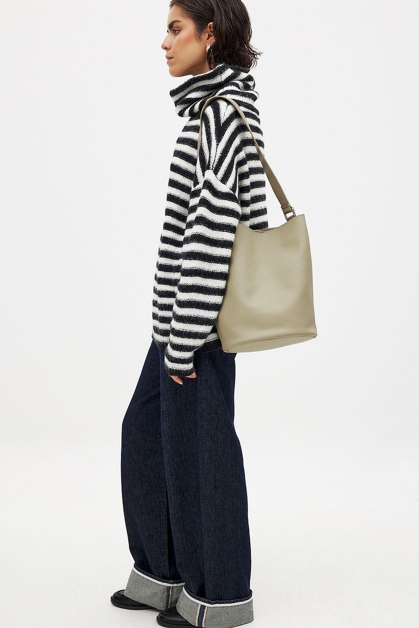 Leather Pin Detail Bucket Tote Product Image