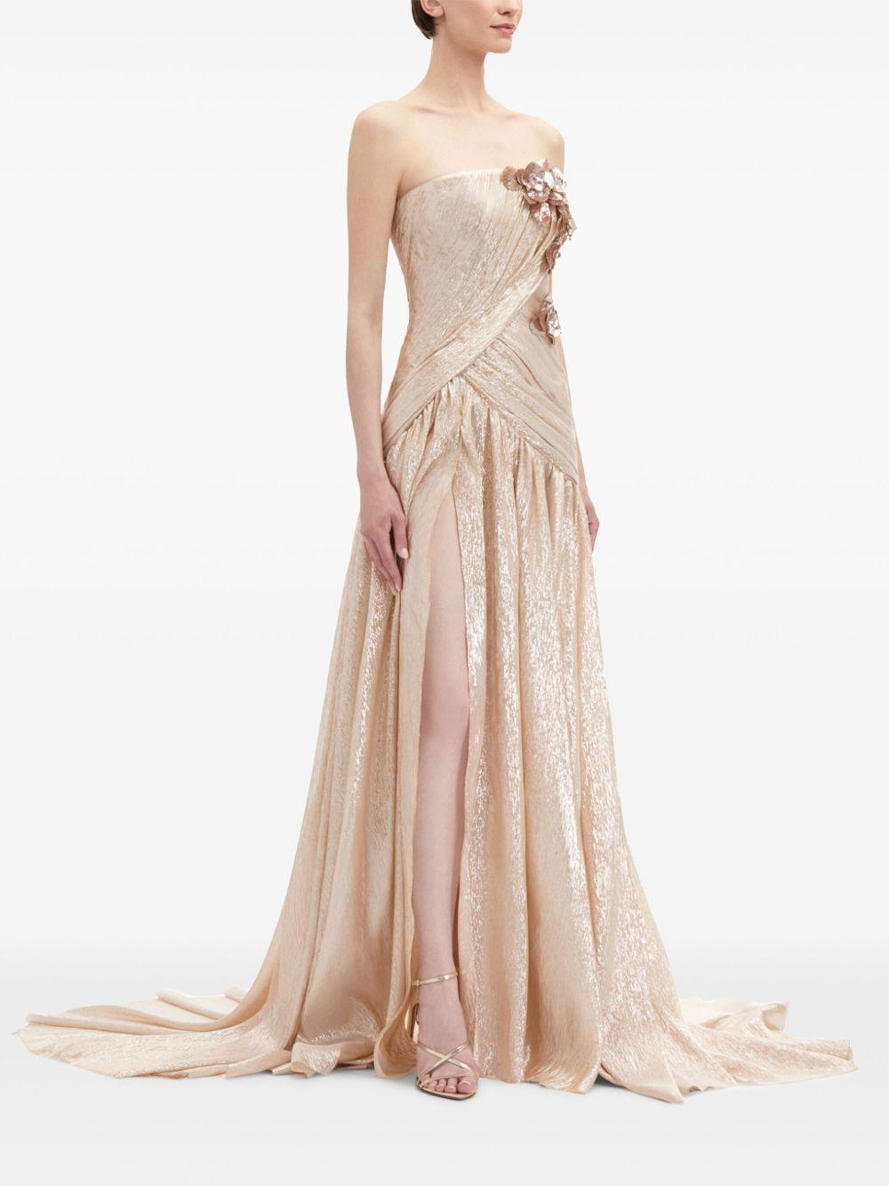 Orchid embroidered silk chiffon gown Product Image