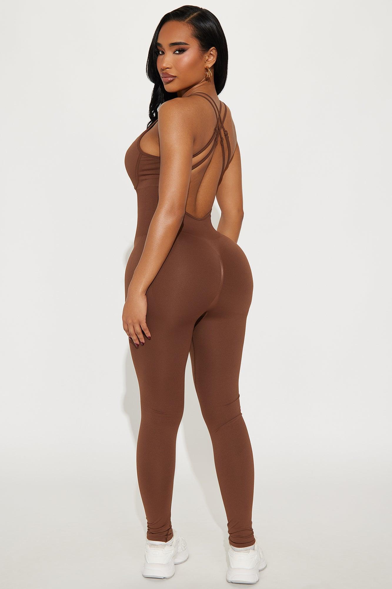 Much Attitude Seamless Active Jumpsuit - Mocha Product Image