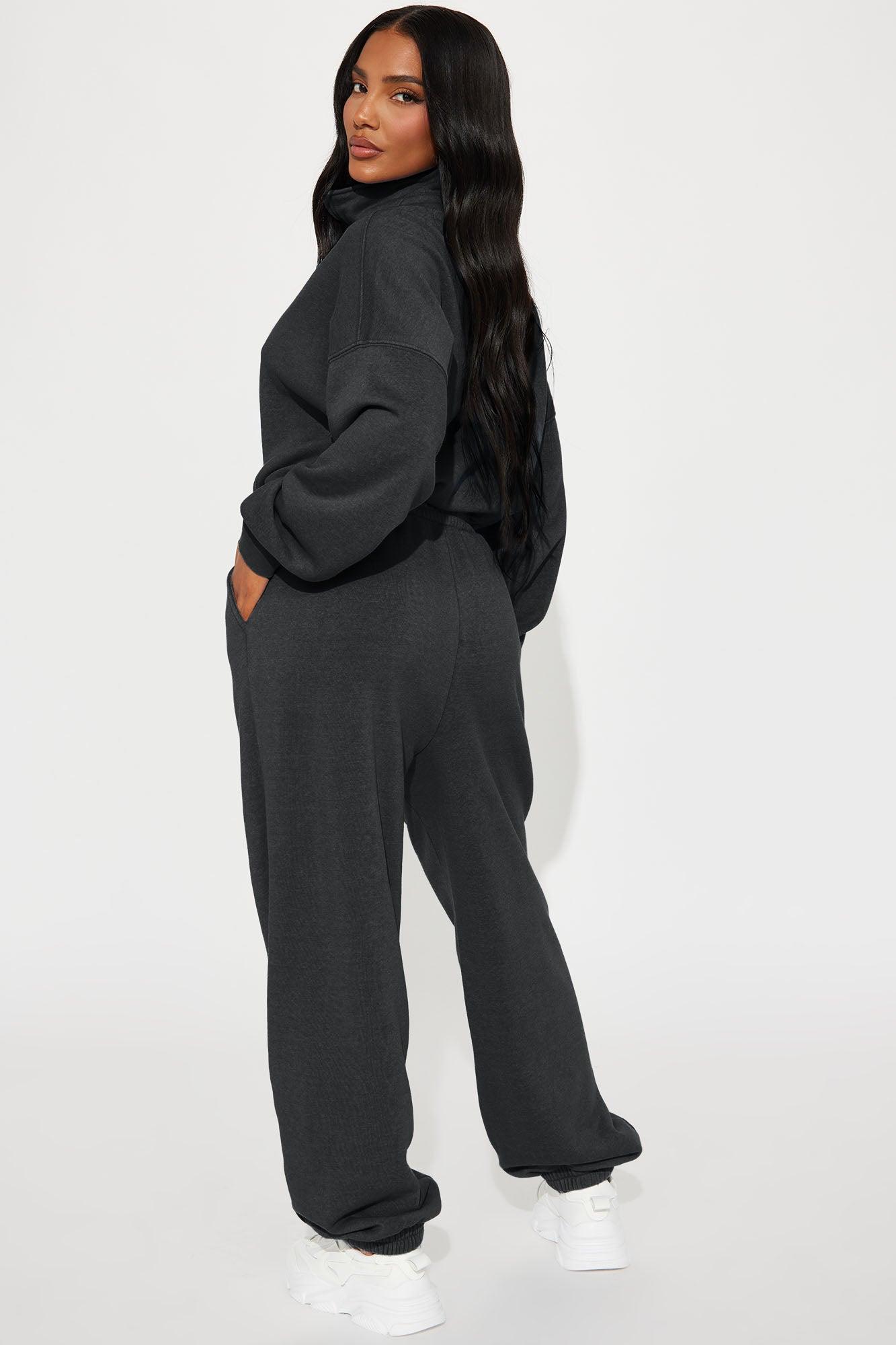 Build You Up French Terry Jumpsuit - Black Product Image