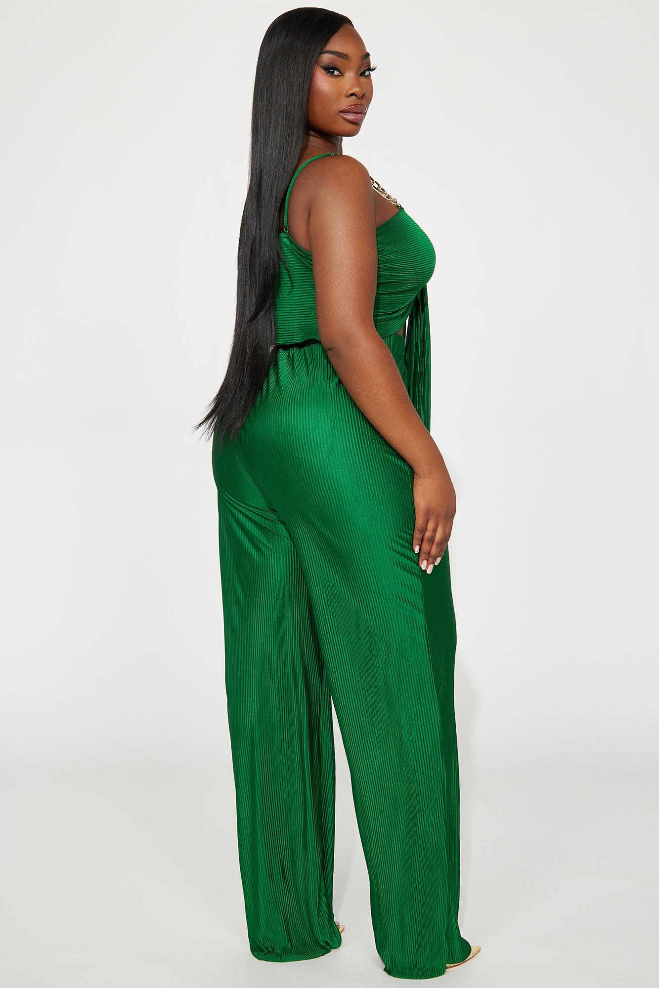 Royal Fantasies Plisse Pant Set - Hunter Product Image