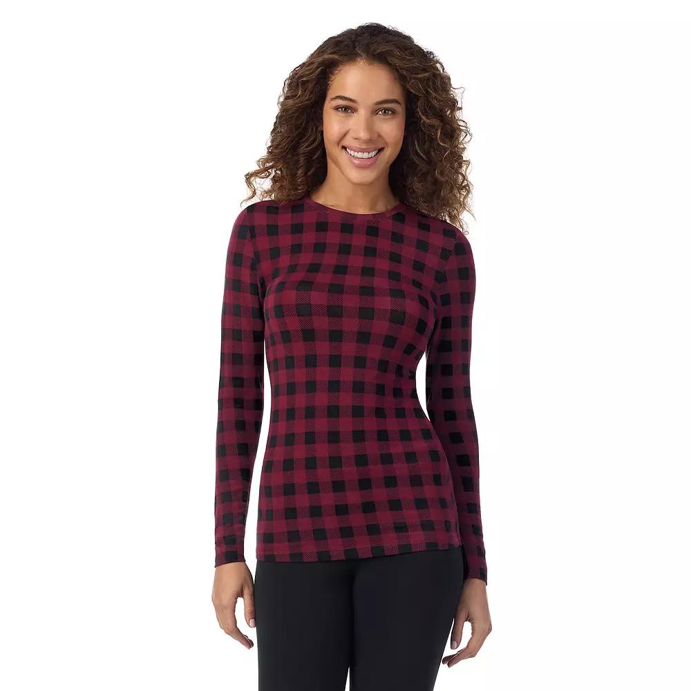 Women's Cuddl Duds® Softwear with Stretch Long Sleeve Top, Size: XS, Red Buffalo Check Product Image