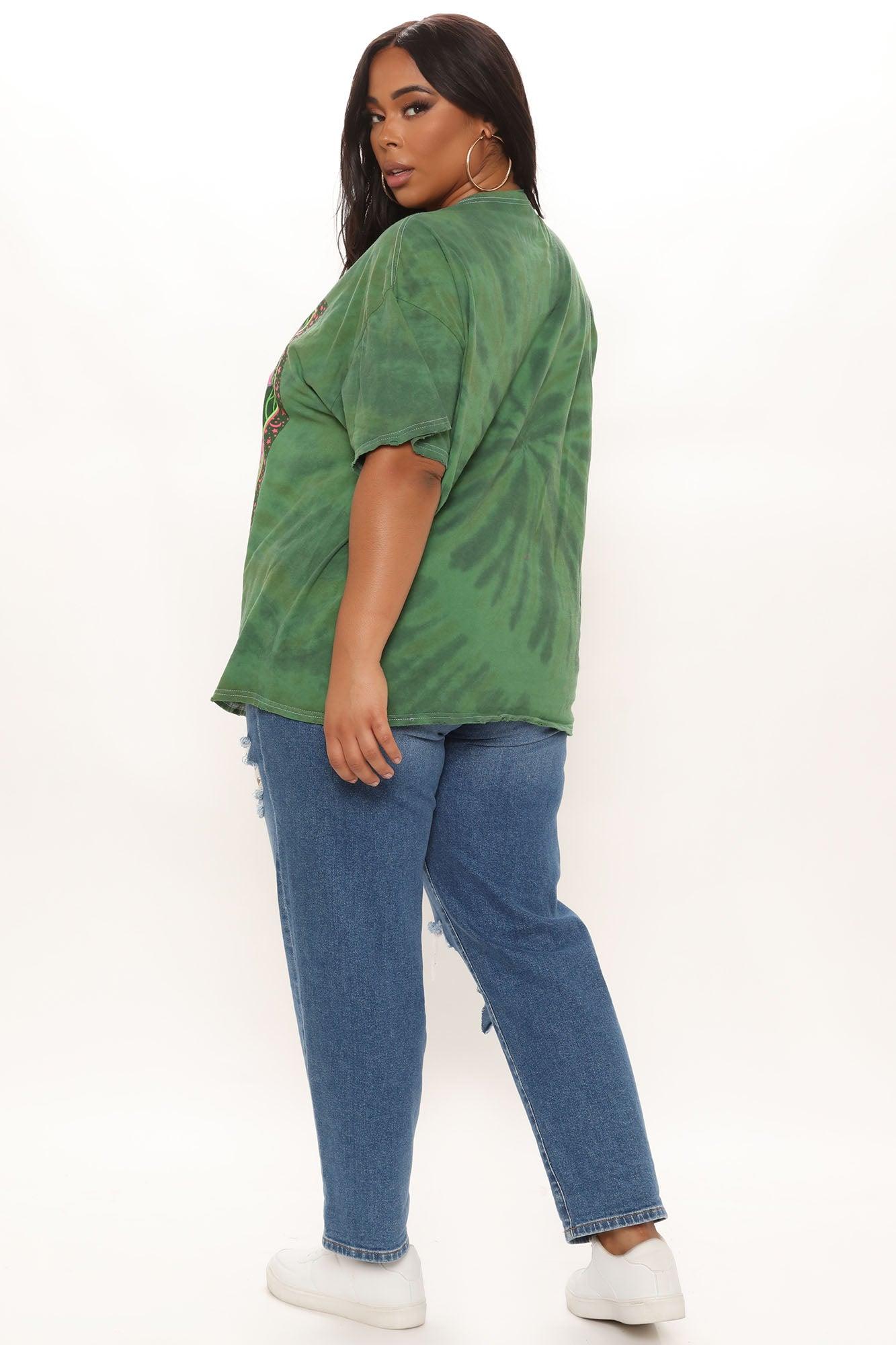 Pink Floyd Distressed Oversized Tie Dye Top - Green Product Image