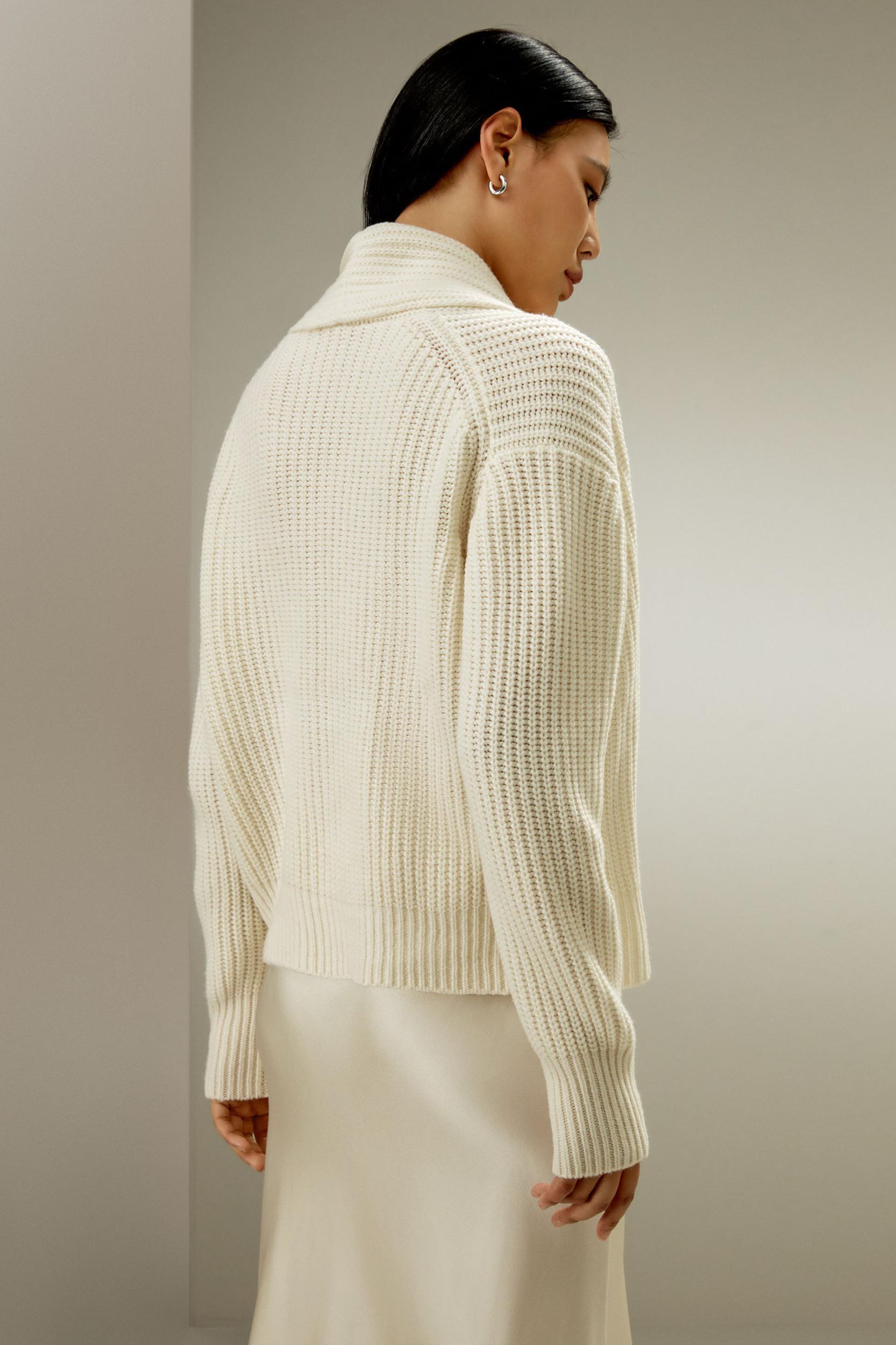 Shawl Collar Drop Shoulder Knit Cardigan Product Image