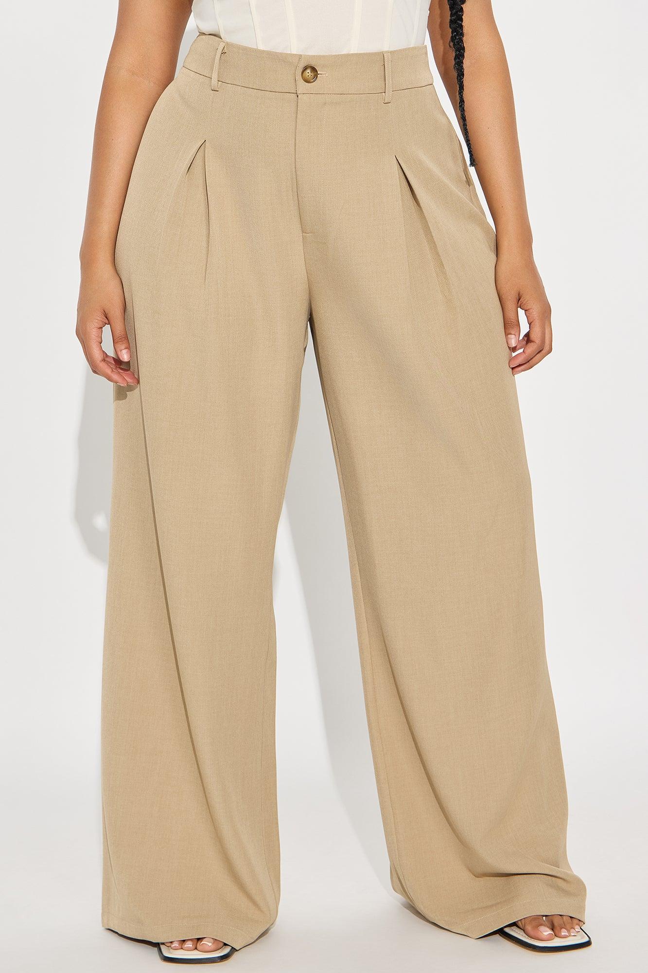 Alena Crepe Wide Leg Trouser Pant - Beige Female Product Image