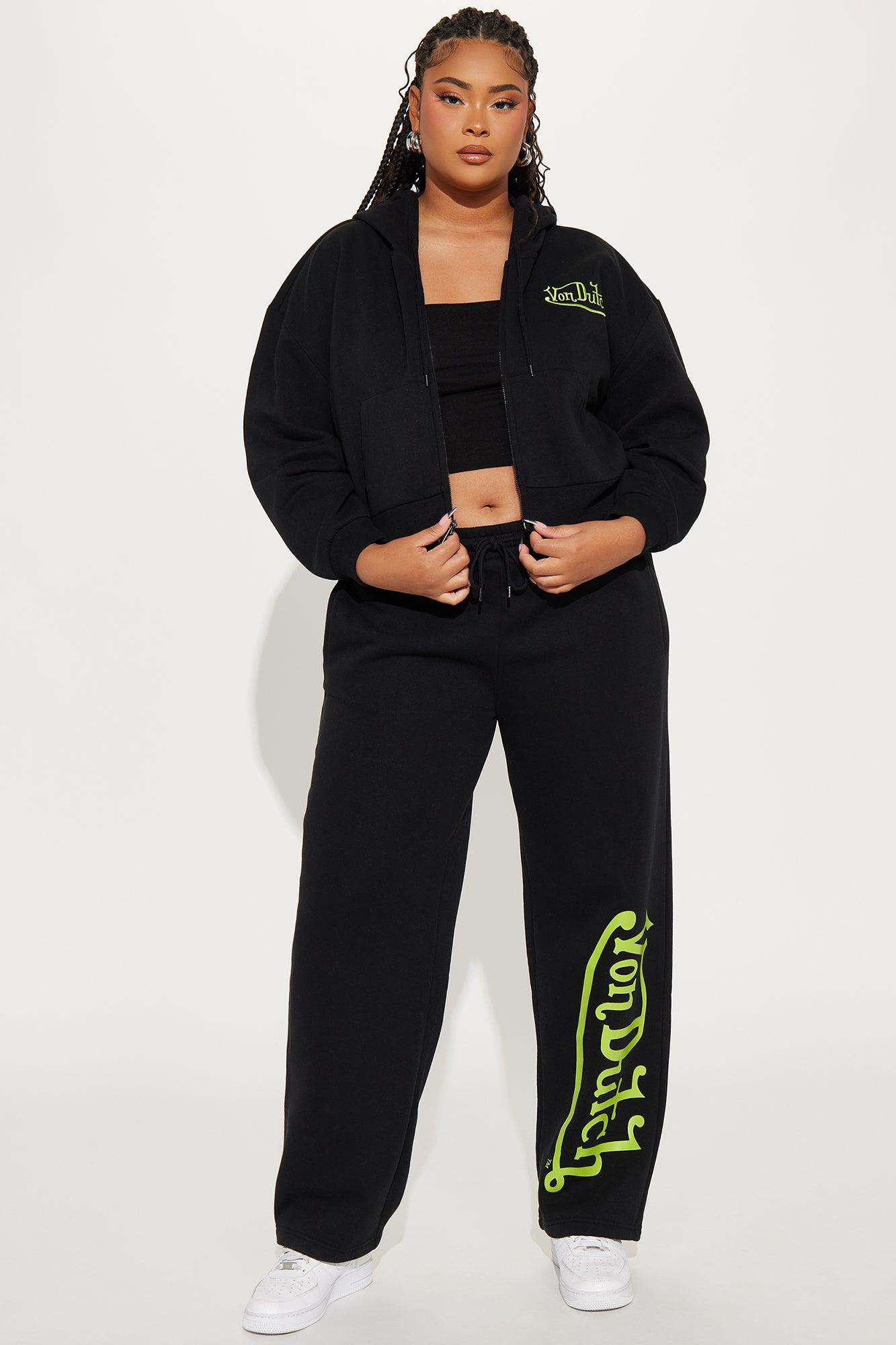 Von Dutch Embroidered Cropped Hoodie - Black/Green Product Image