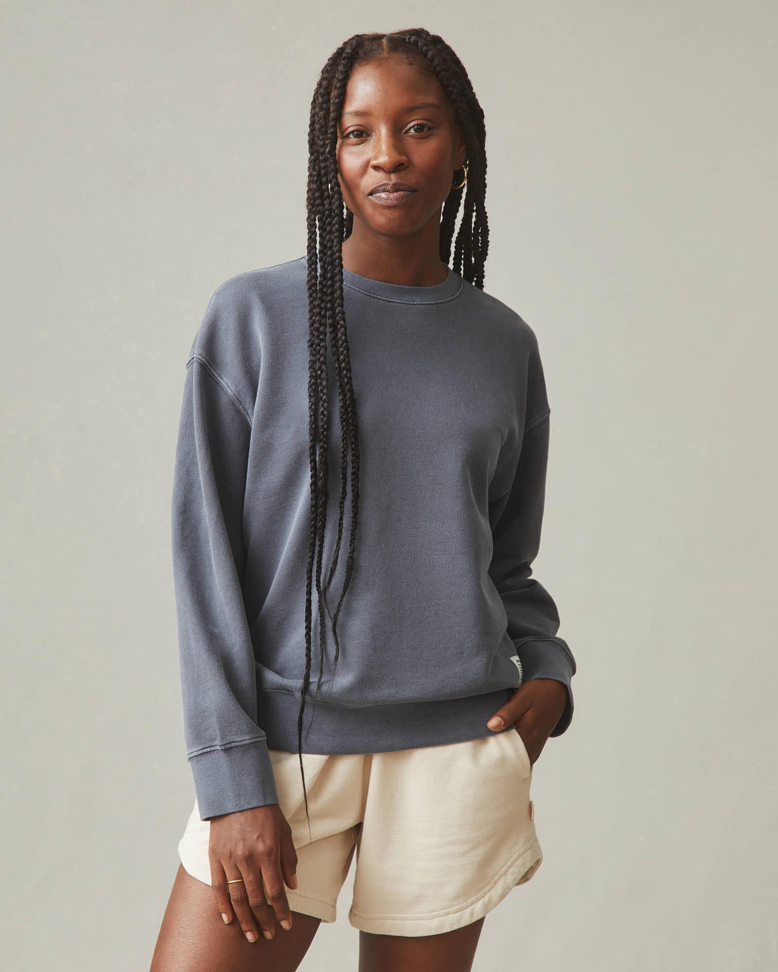 Women's Relaxed French Terry Crew - Metropolitan Grey Female Product Image