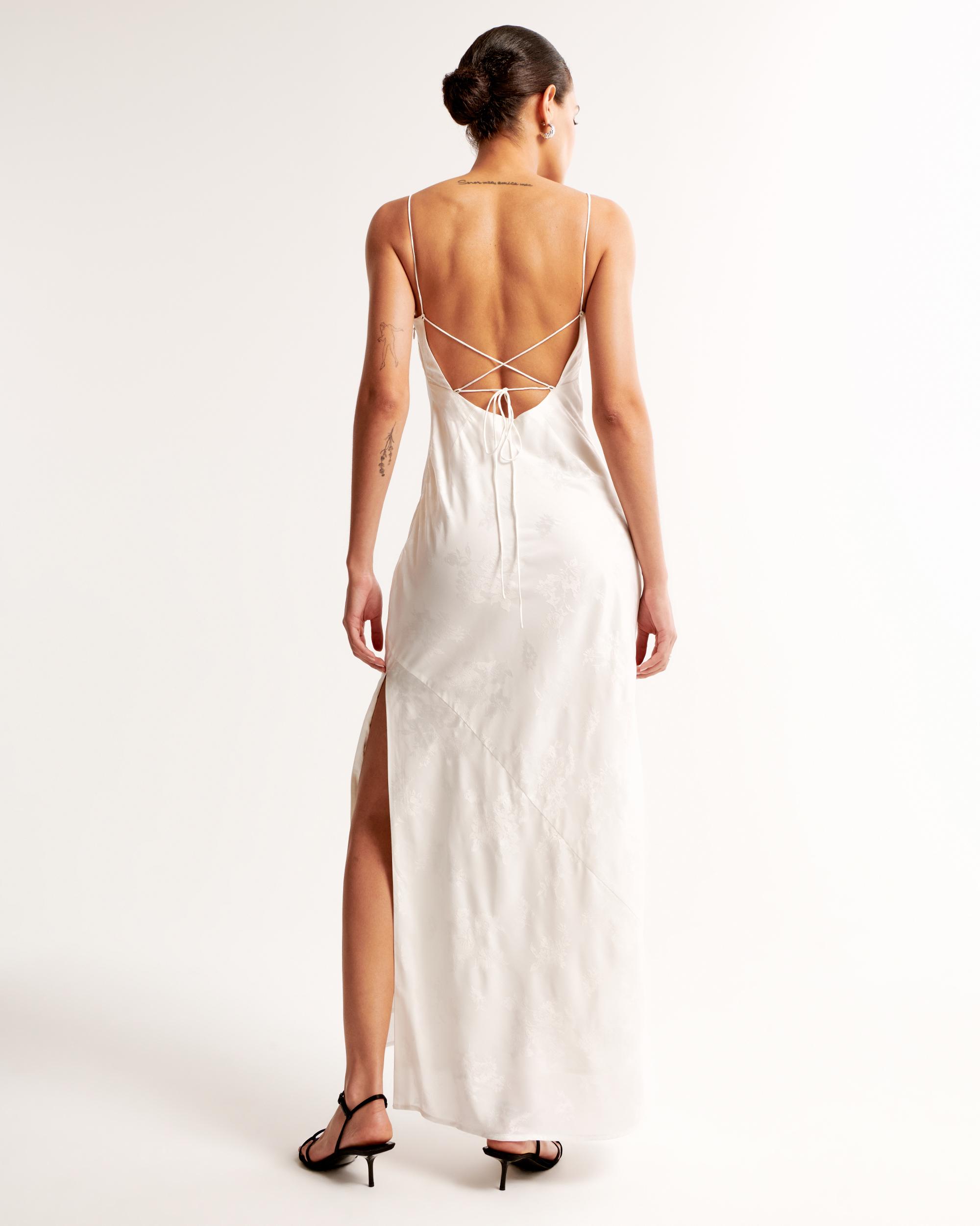 The A&F Julia Slip Satin Jacquard Maxi Dress Product Image