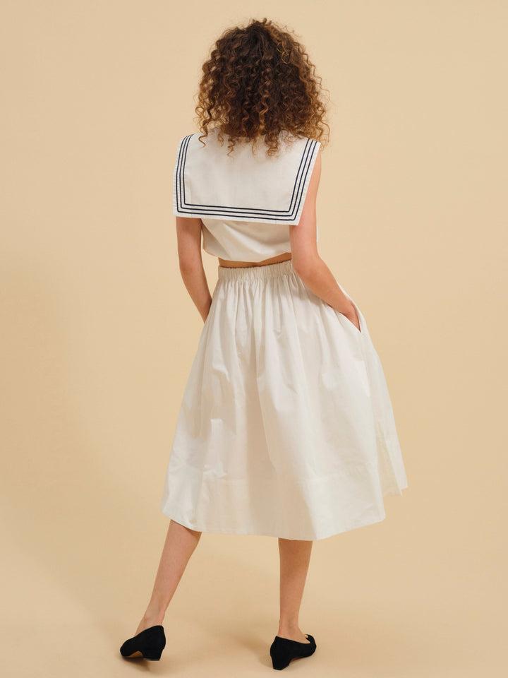 Marella Poplin Midi Skirt — White Product Image