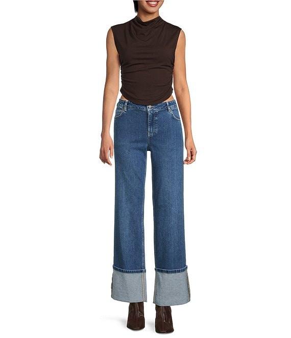 Gianni Bini Knit Mock Neck Cap Sleeve Crop Top Product Image