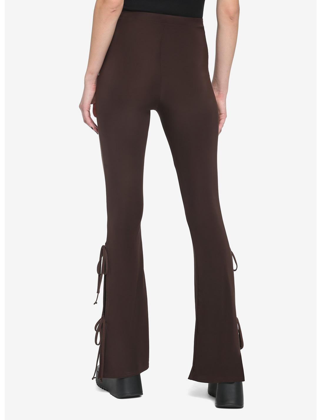 Brown Side Tie Flare Leggings Product Image