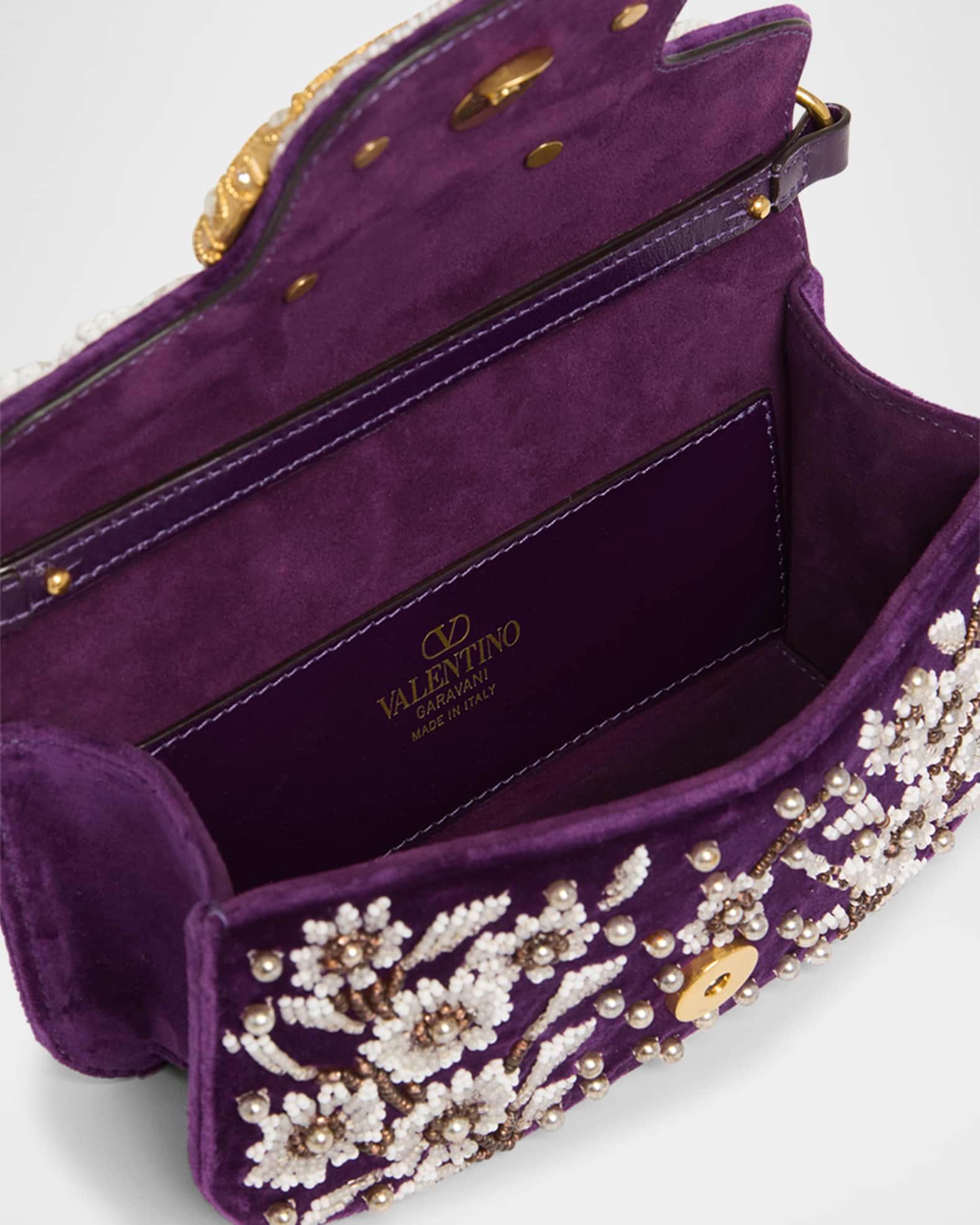 Loco Small Peonies Beaded Velvet Shoulder Bag Product Image