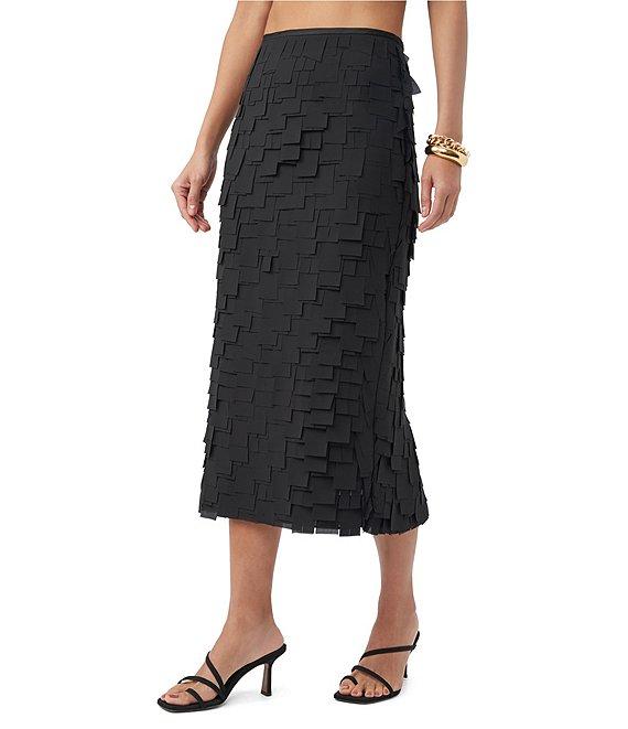 Trina Turk Dita Novelty Square Fringe Coordinating High Waist Pencil Skirt Product Image