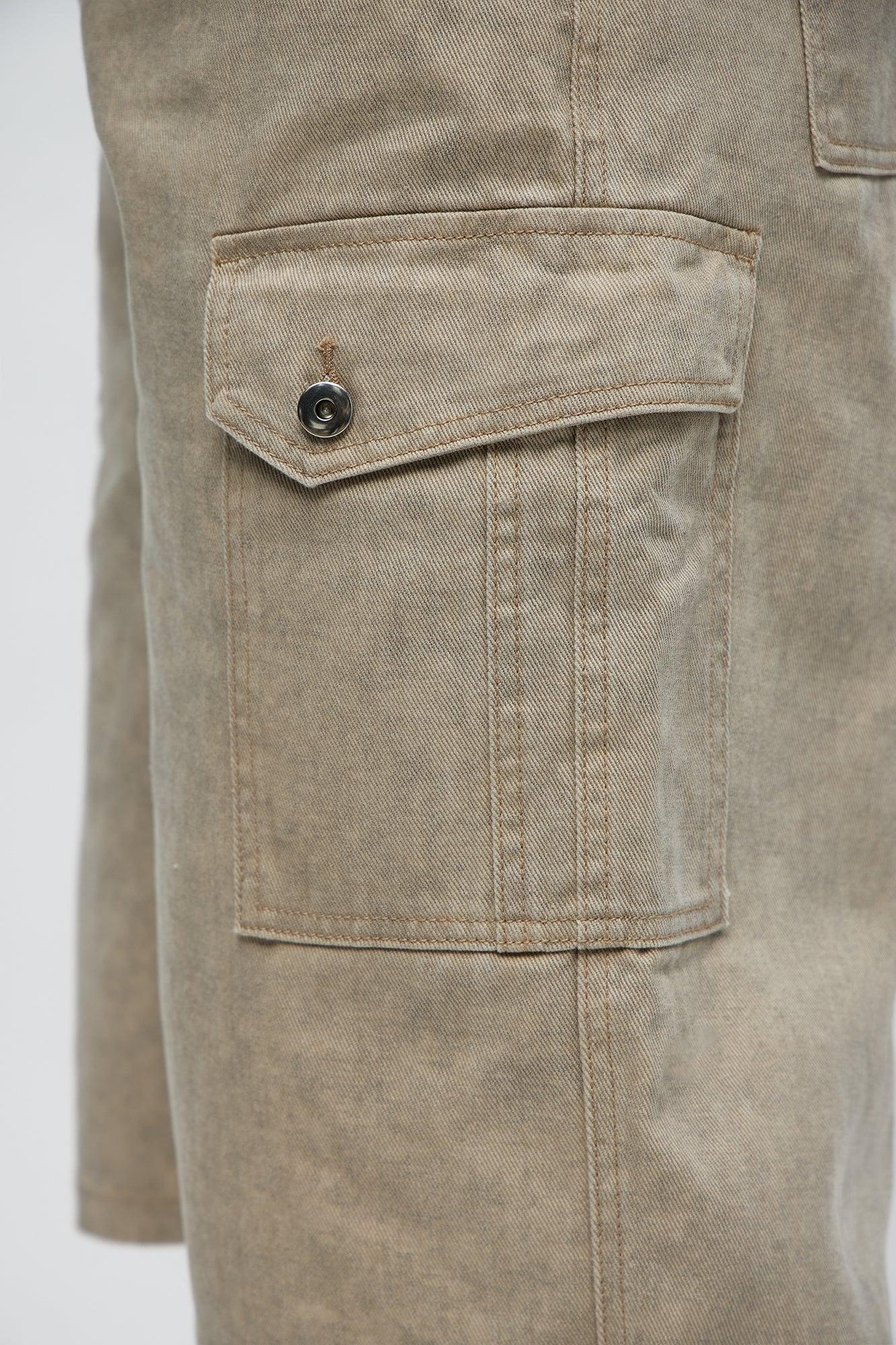 Long Cargo Relaxed Shorts - Khaki Male Product Image