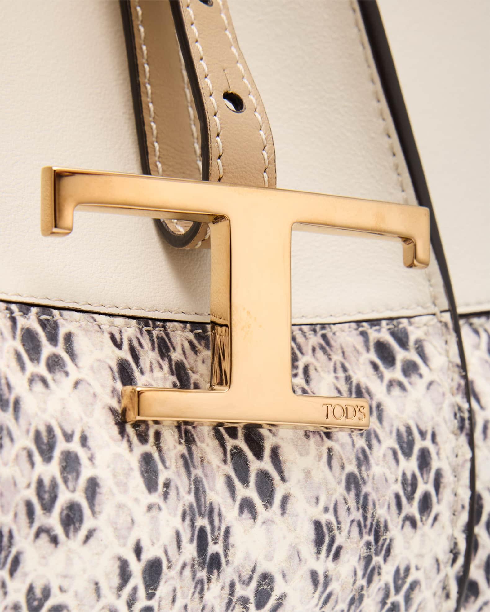 Mini Tricolor Snake-Print Leather Shopping Tote Bag Product Image