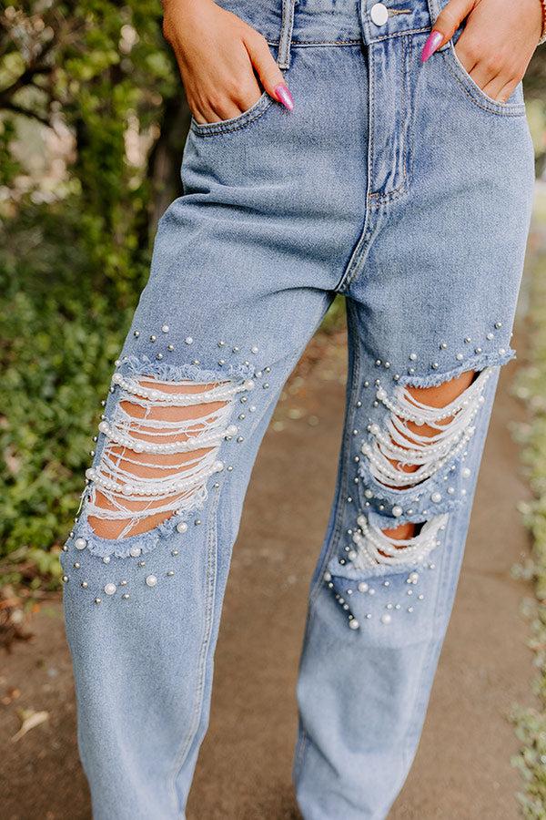 The Quinton High Waist Embellished Straight Leg Jean Product Image