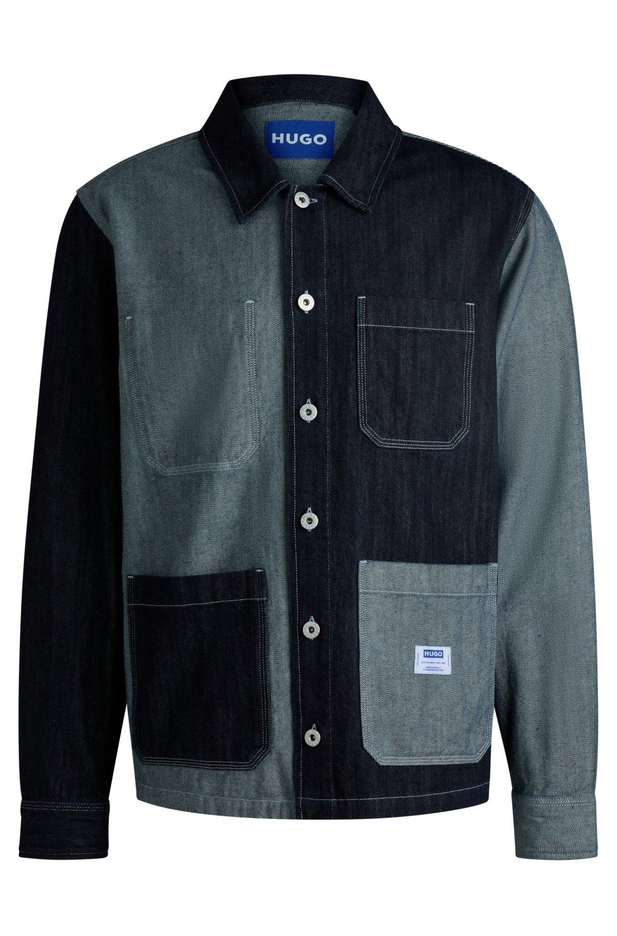 Relaxed-fit overshirt in mixed denims Product Image