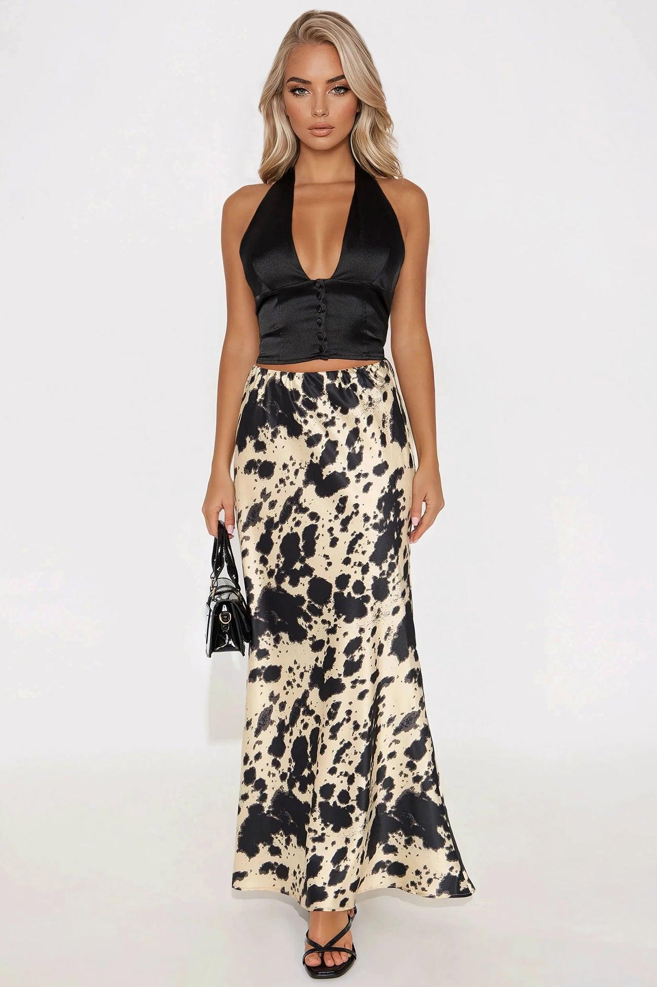 Alina Satin Halter Top - Black Product Image