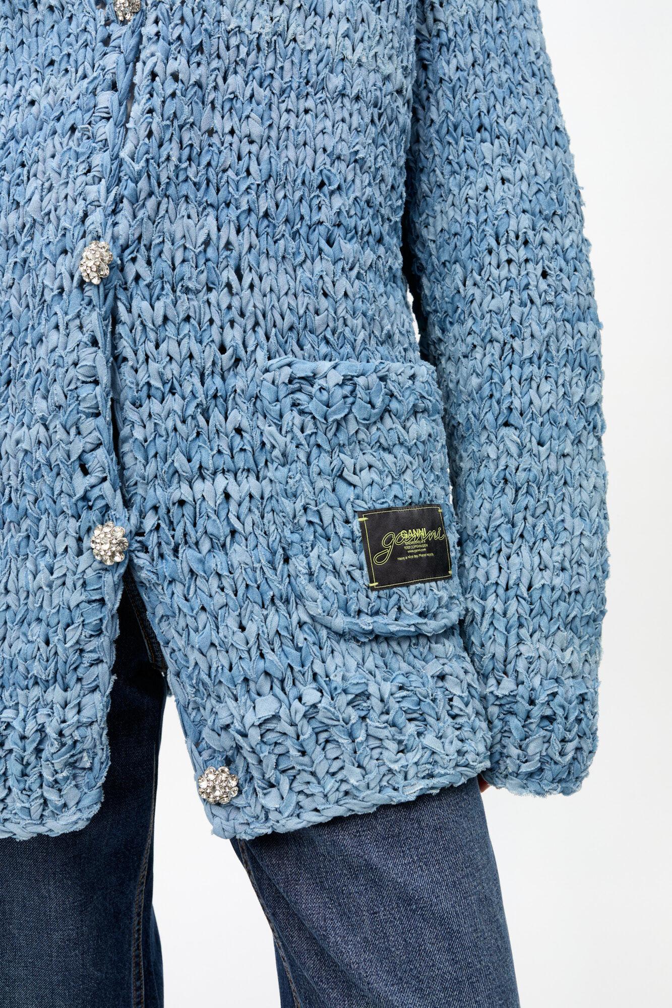 Blue Denim Handknit Cardigan Product Image
