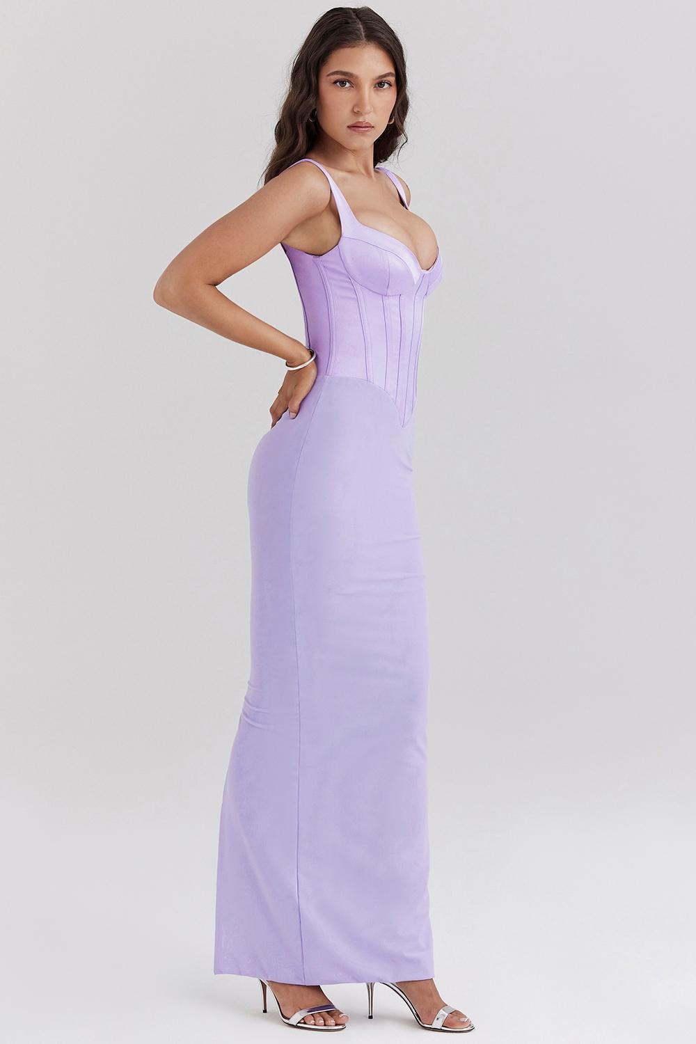 Breeze  orchid satin corset maxi dress Product Image