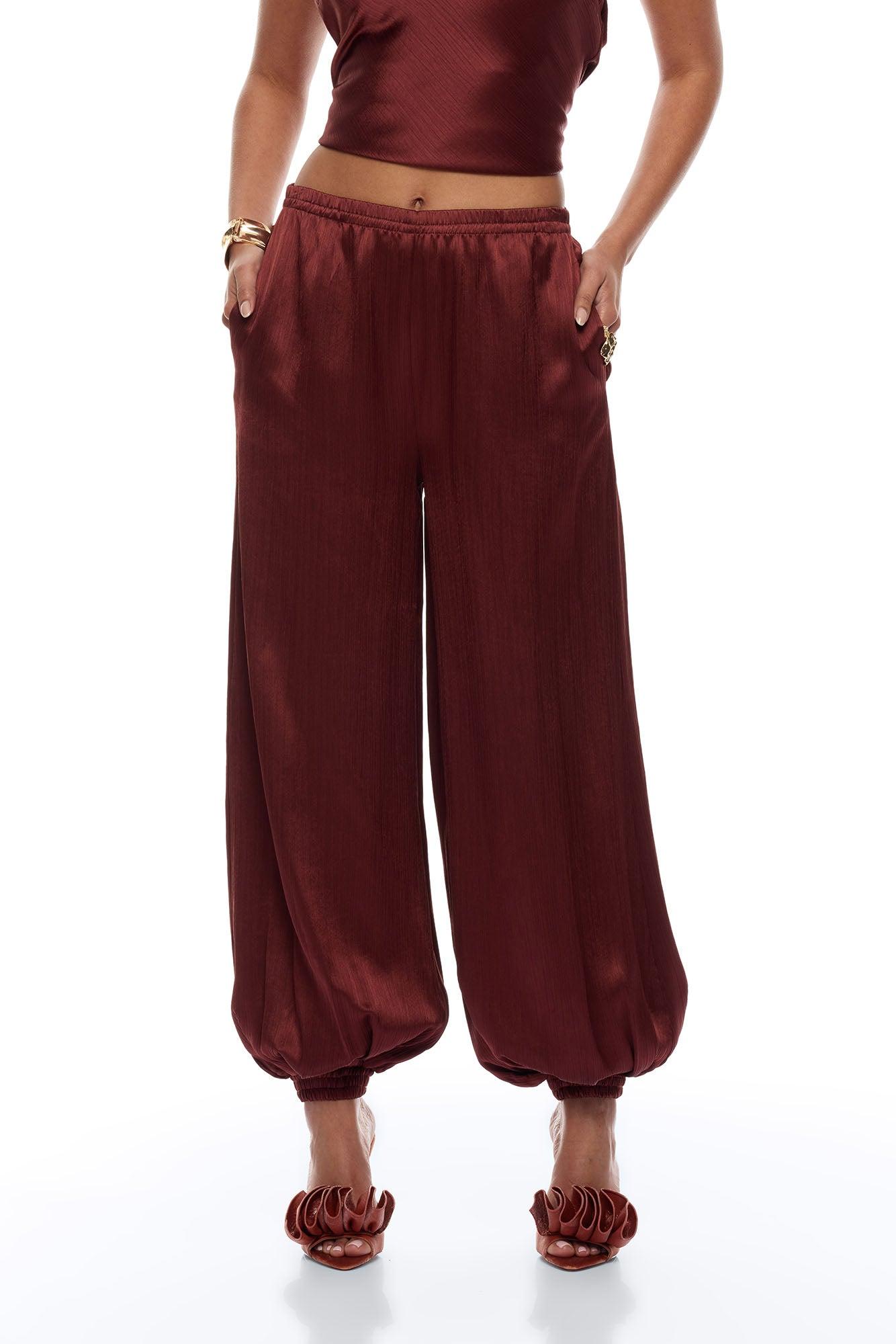 Nicolette Satin Balloon Pant - Brick Red Female Product Image