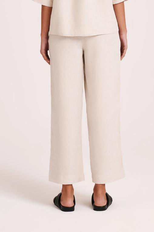 Nude Lucy | Lounge Linen Crop Pant | Natural Product Image