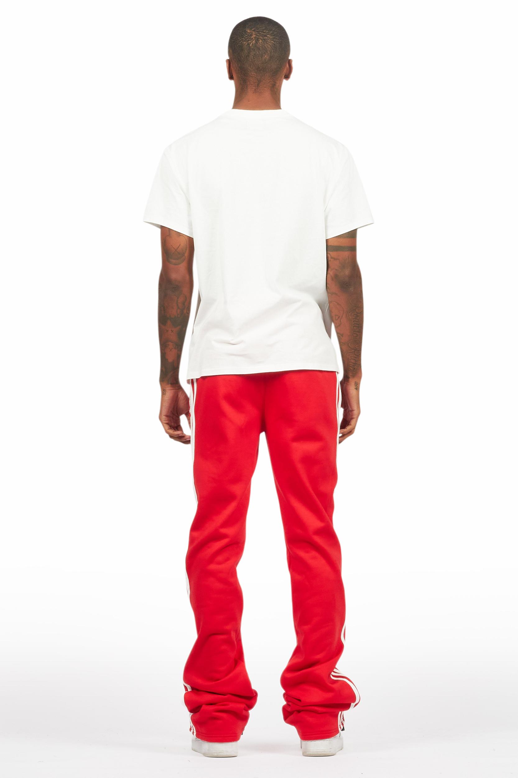 Gerrit Red Fleece Stacked Baggy Track Pant Male Product Image