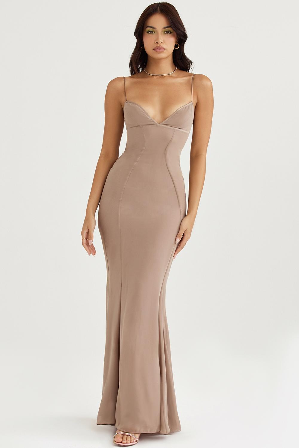 Loren  latte corset maxi dress Product Image
