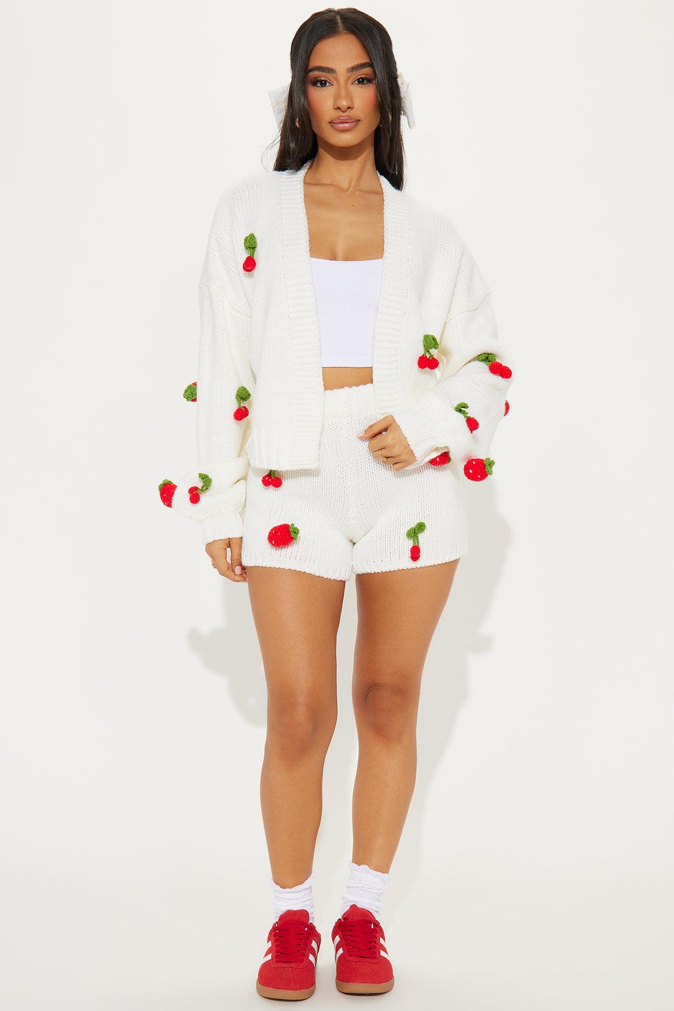 Berry Delicious Sweater Short Set - Ivory/combo Product Image