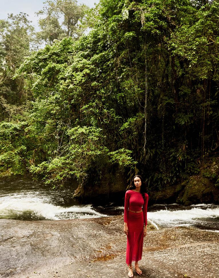 Mira Long Sleeve Top - Red Poppy Product Image