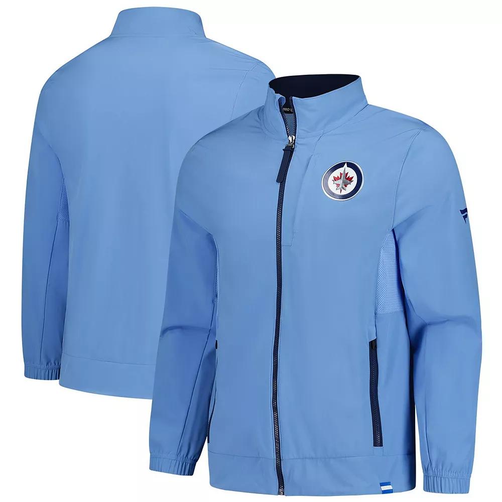 Men's Fanatics Light Blue Winnipeg Jets Anniversary Full-Zip Coaches Jacket,  Product Image