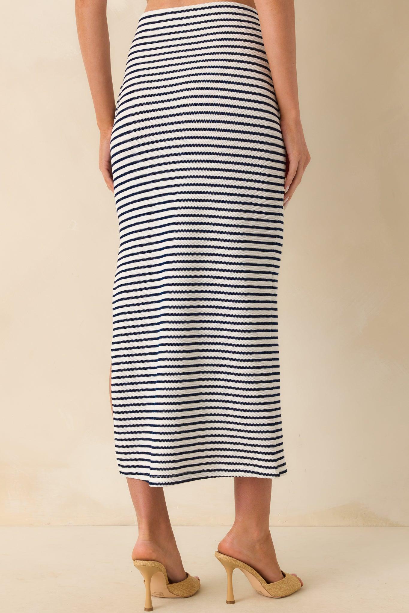Z Supply Navy Knit Ainslie Stripe Midi Skirt Product Image