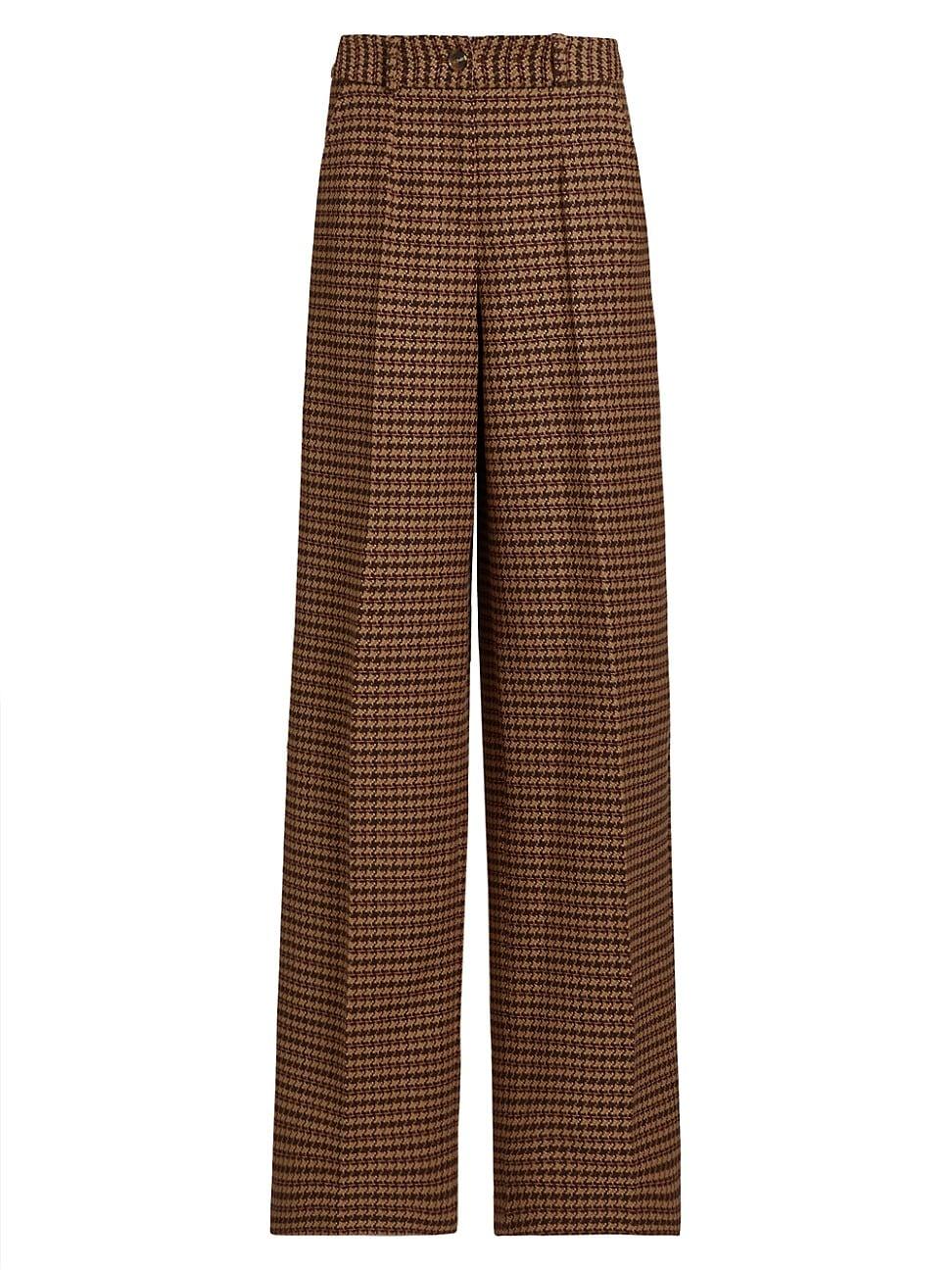Womens Houndstooth Wool-Blend Trousers Product Image