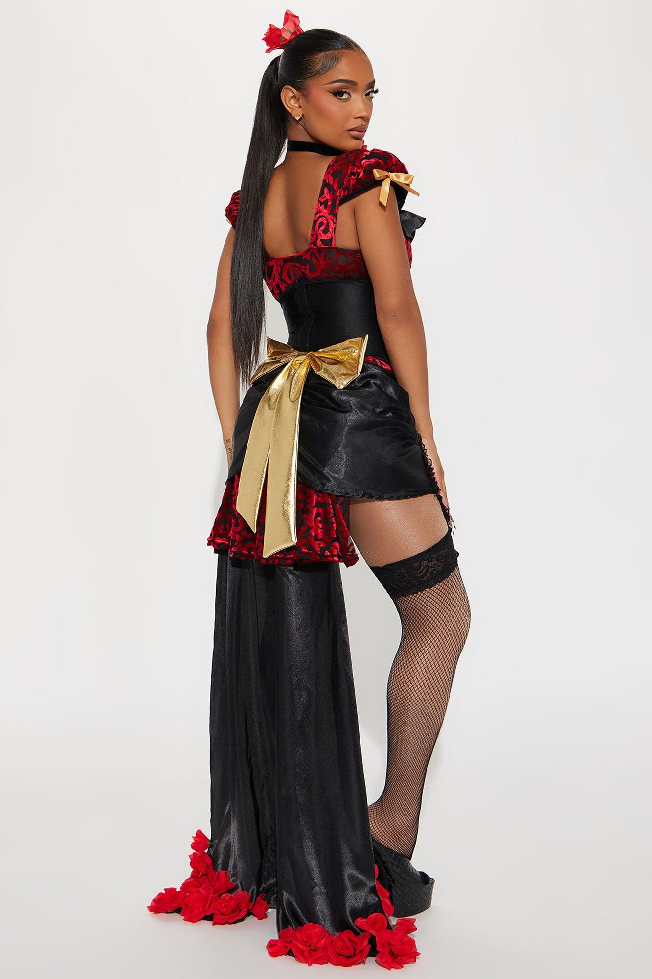 Sultry Saloon Vixen 3 Piece Costume Set - Red/combo Product Image