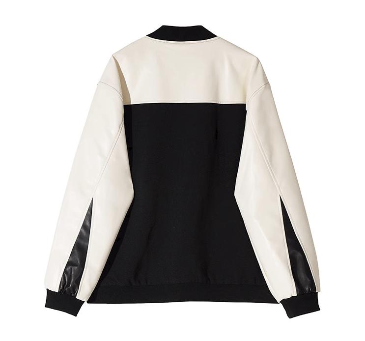 RT No. 11165 CONTRAST ZIP-UP LEATHER JK Product Image