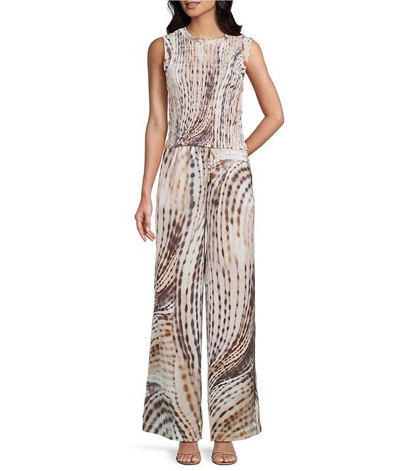 Guess Ines Coordinating Satin Animal Print Wide Leg Pants Product Image