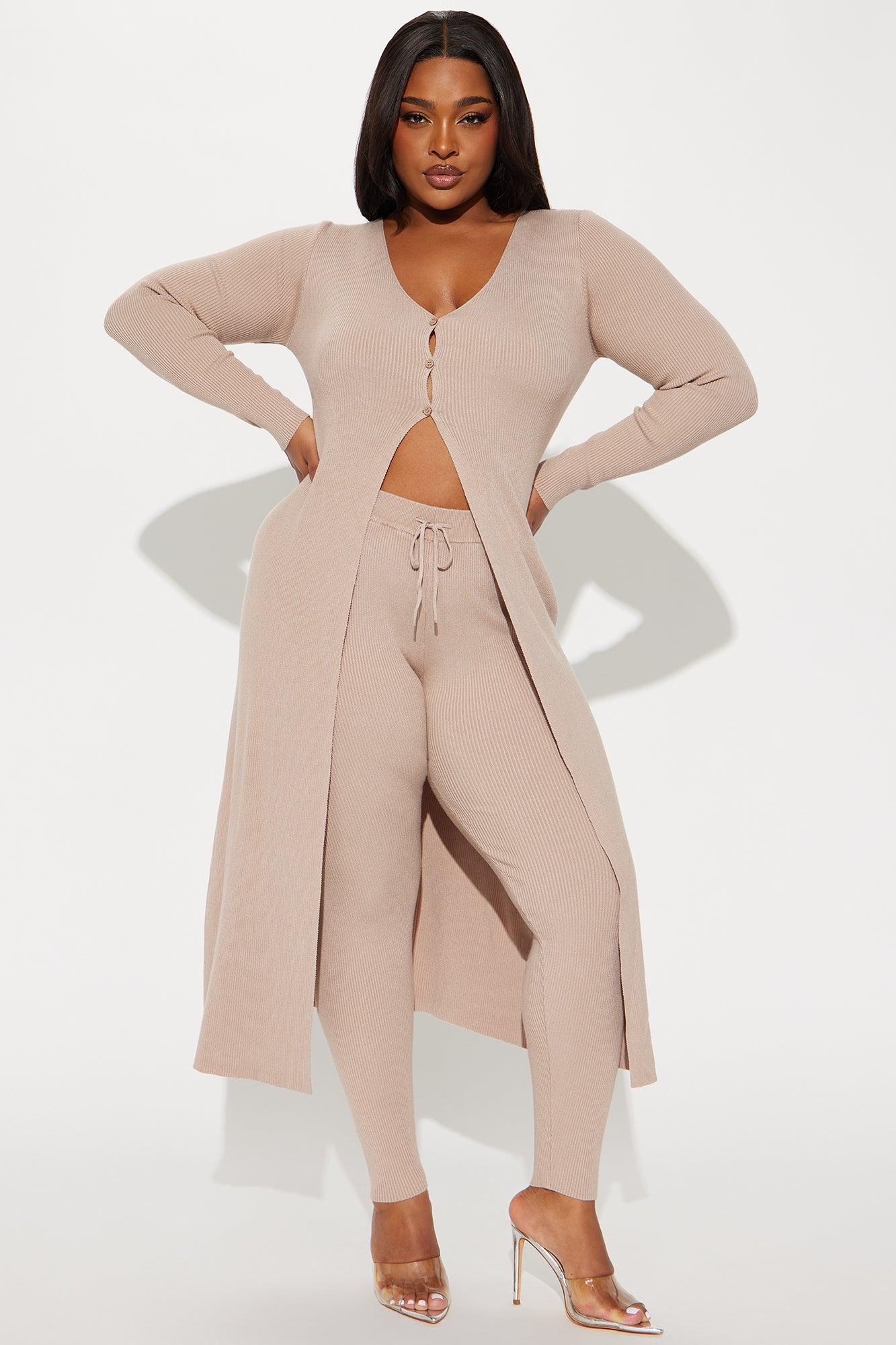Sasha Flyaway Sweater Pant Set - Taupe Female Product Image