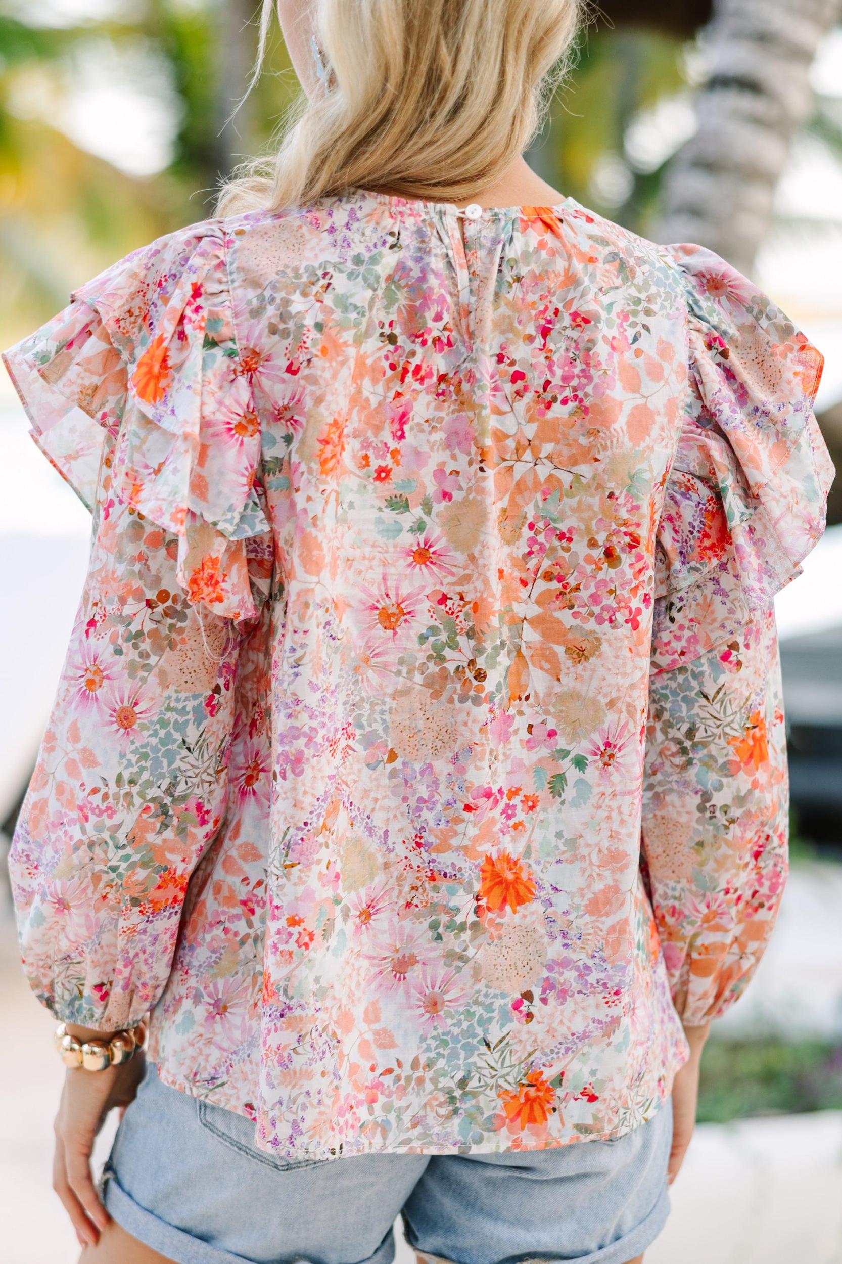 Feeling At Peace Pink Ditsy Floral Blouse Female Product Image
