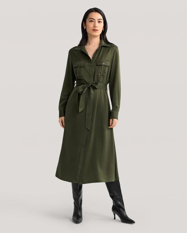Sand-washed Pocket Trench Dress Product Image