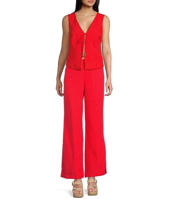 GB High Waisted Wide Leg Linen Pants Product Image