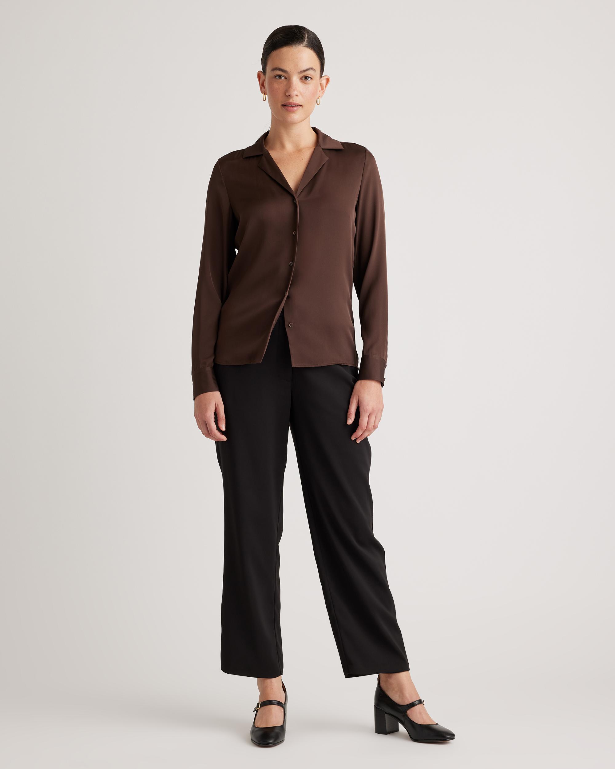Quince | Women's Washable Stretch Silk Notch Collar Blouse Product Image