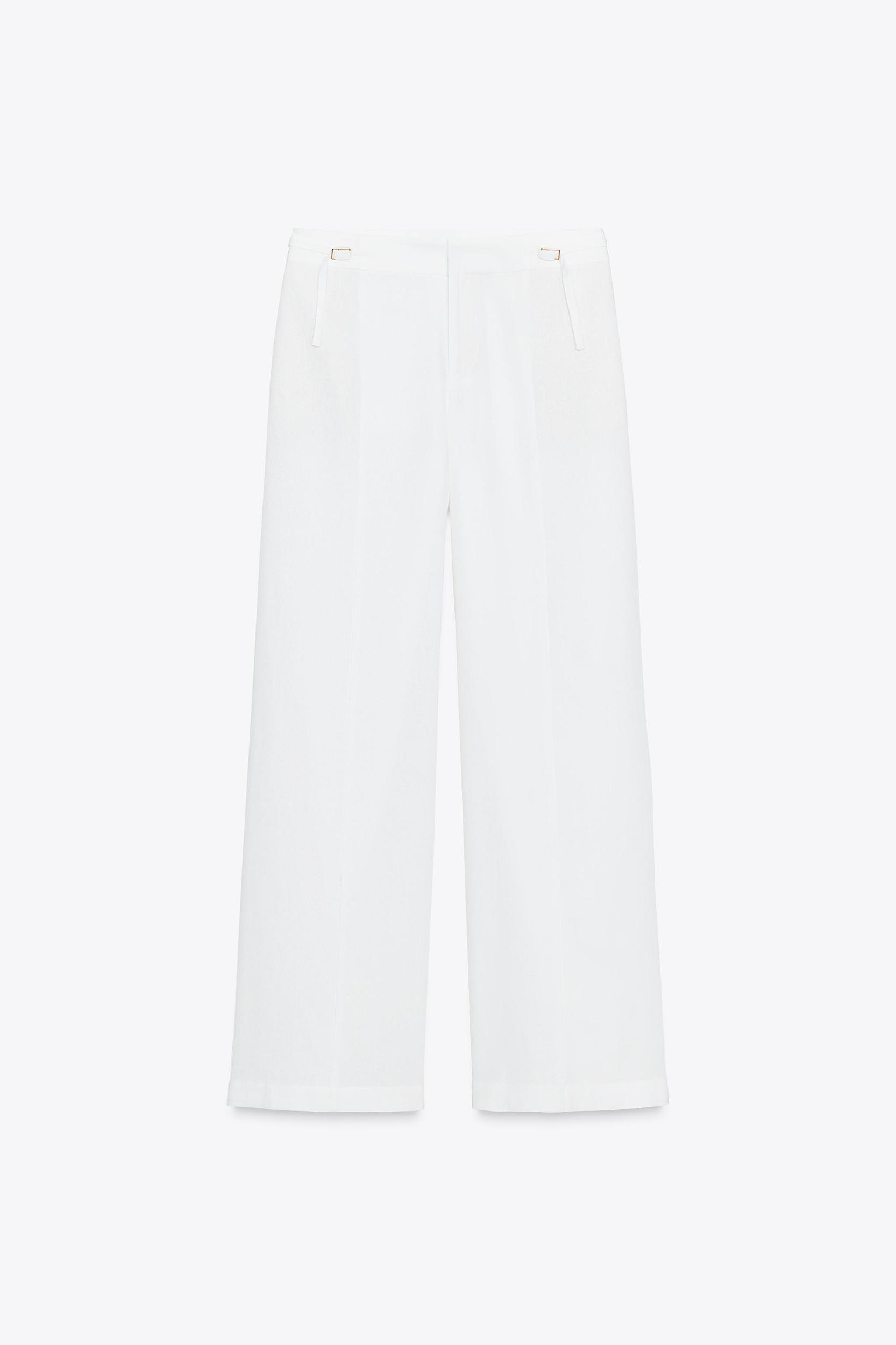 WIDE LEG LINEN BUCKLE PANTS Product Image