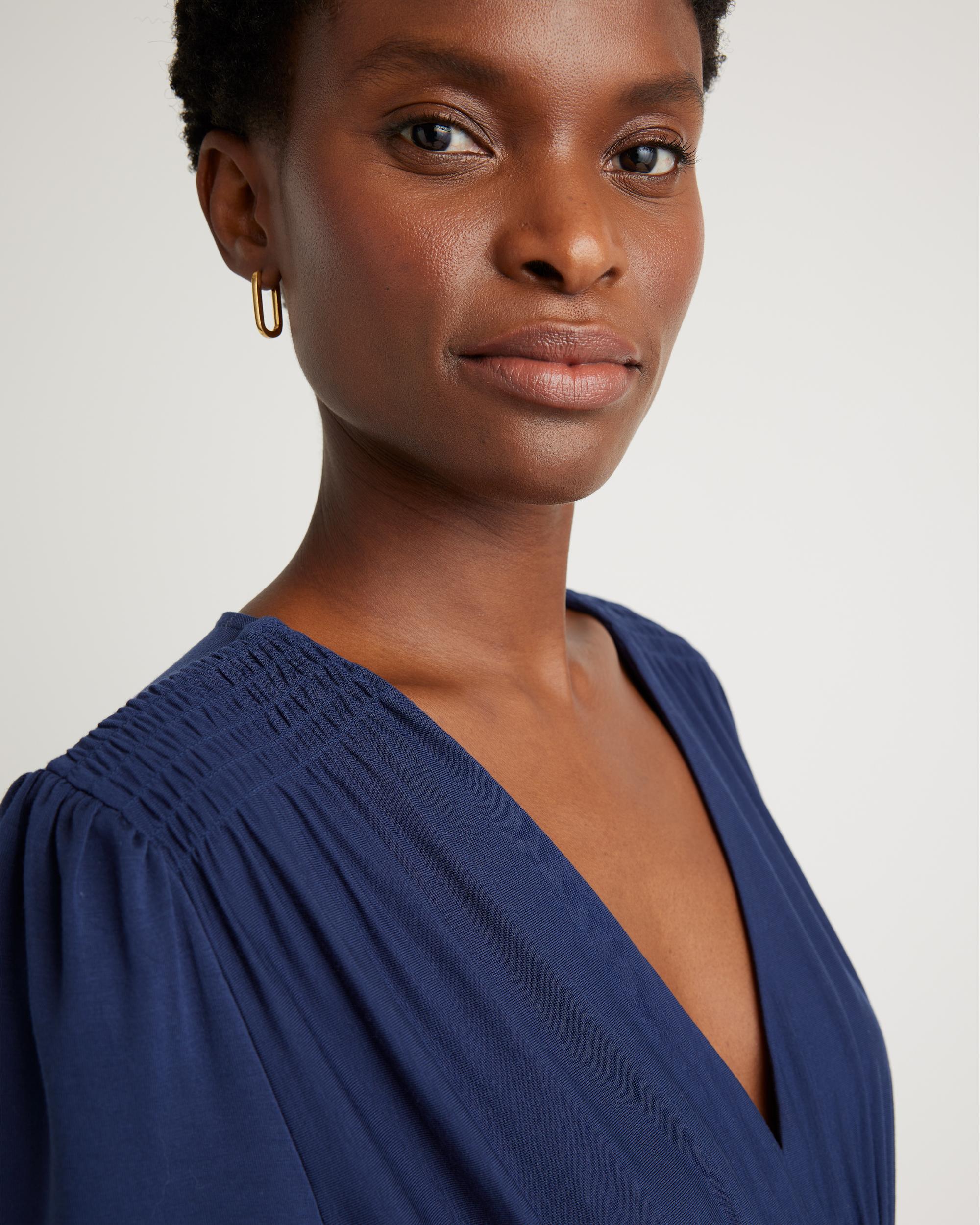 Quince | Women's Tencel Jersey V-Neck Long Sleeve Midi Dress Size XL Product Image