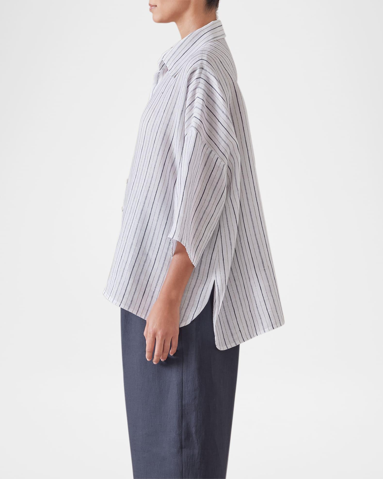 Sloped Shoulder Wide A-Line Short-Sleeve Shirt With Collar (Mid Length) Product Image